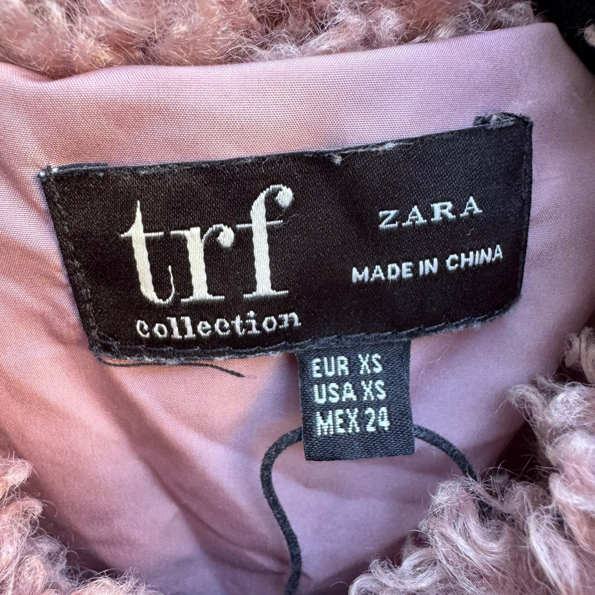 Zara TRF Y2K Boho Festival Faux Fur Teddy Sherpa Bomber Jacket Pastel Pink XS