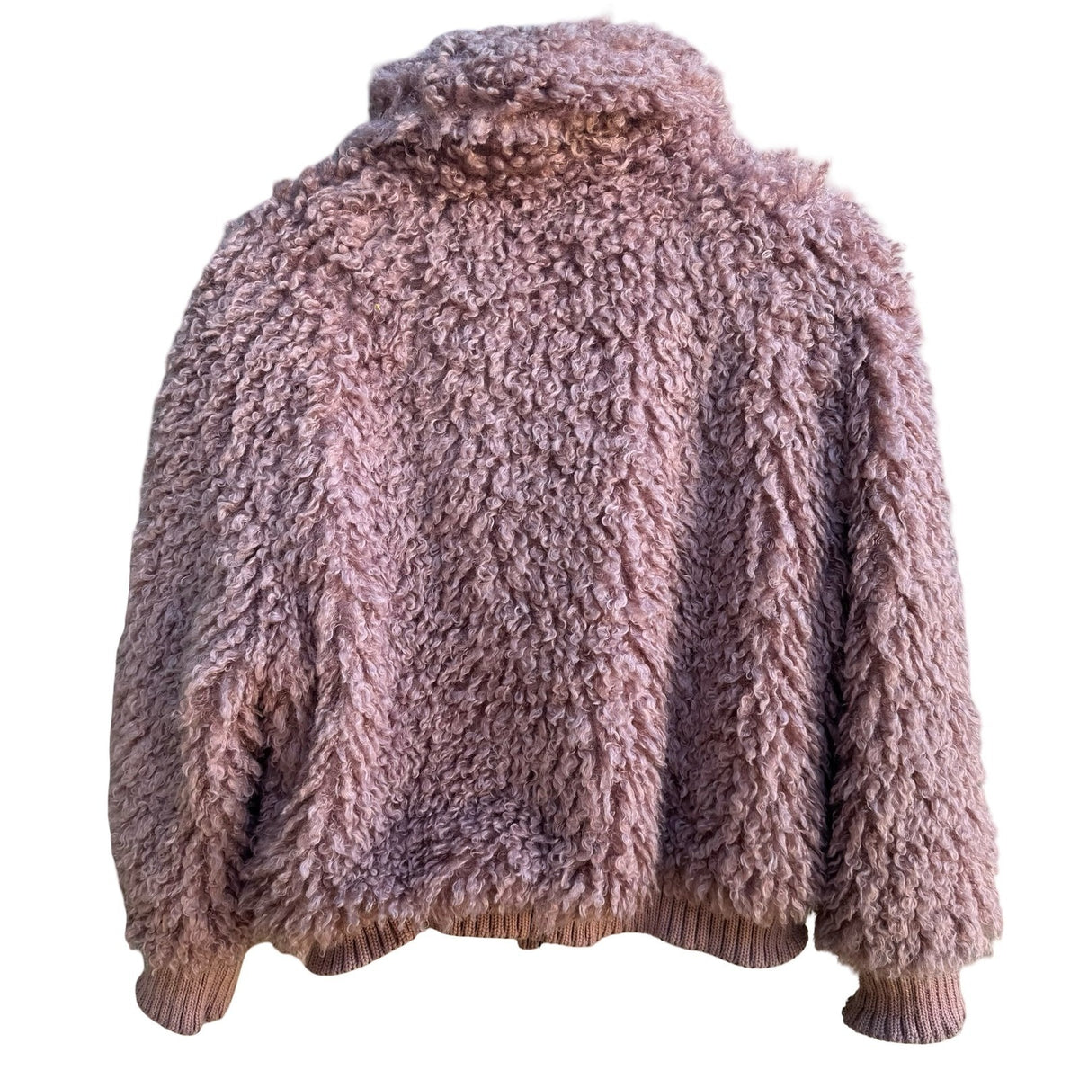 Zara TRF Y2K Boho Festival Faux Fur Teddy Sherpa Bomber Jacket Pastel Pink XS