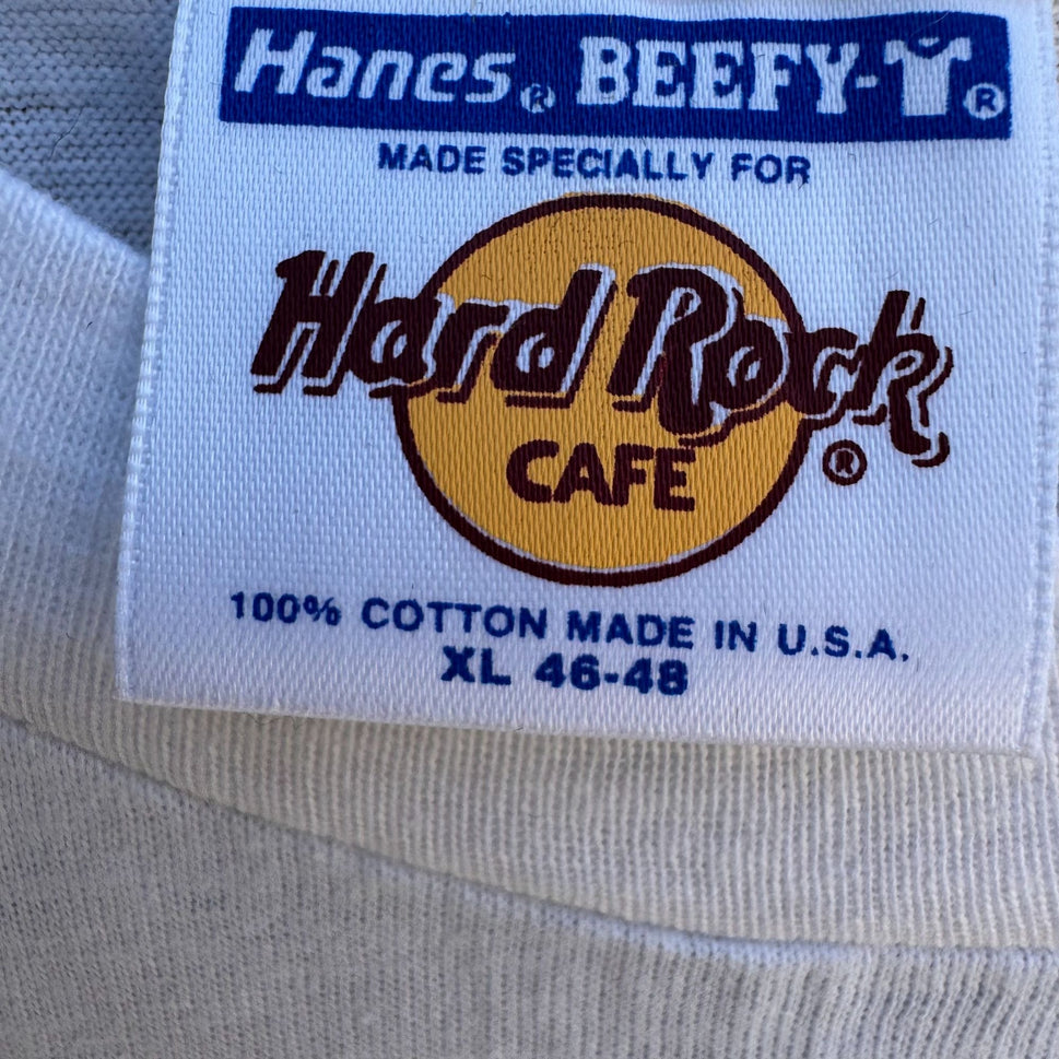 Hard Rock Cafe Honolulu Vintage White Graphic Print Hanes Beefy-T Cotton Shirt XL
