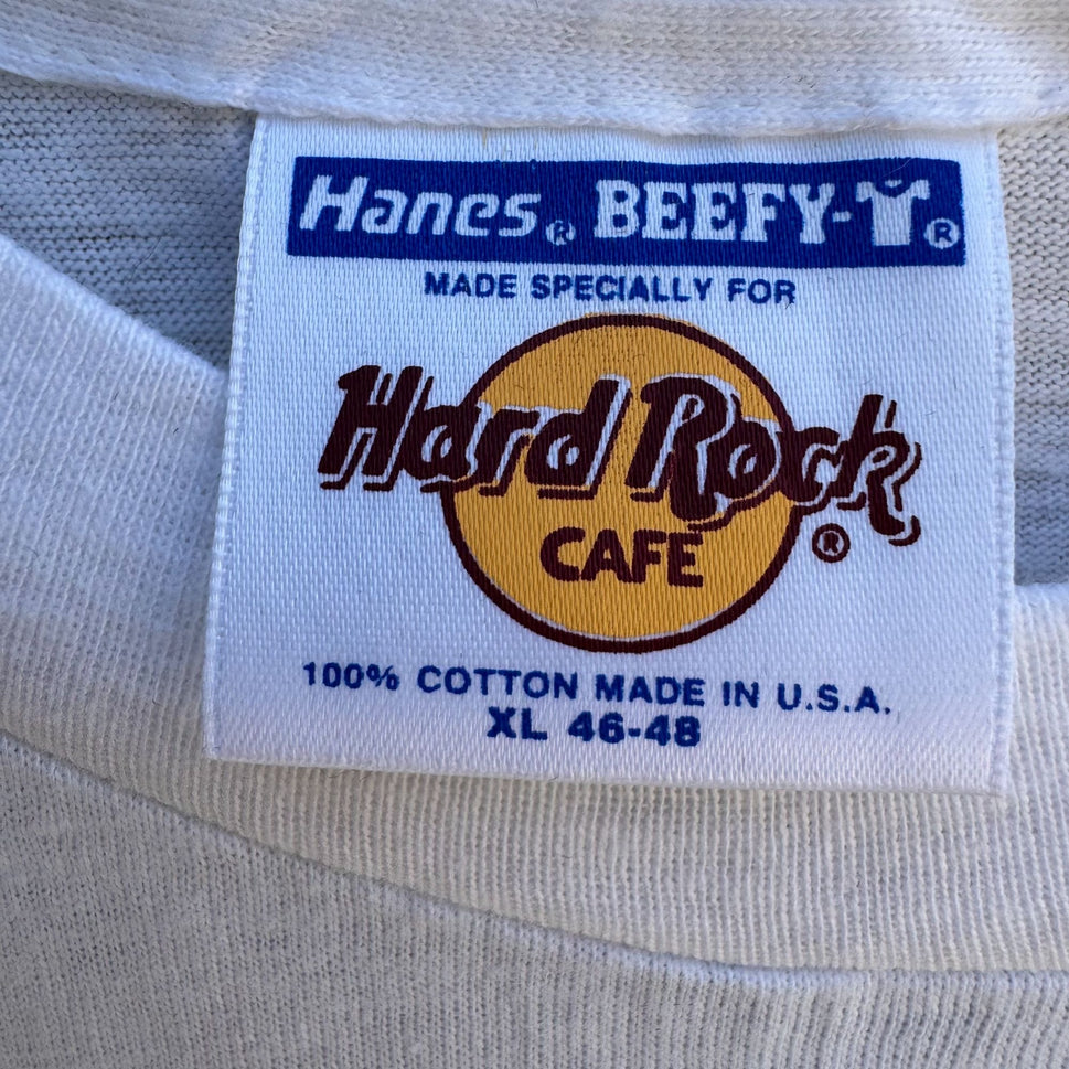 Hard Rock Cafe Honolulu Vintage White Graphic Print Hanes Beefy-T Cotton Shirt XL