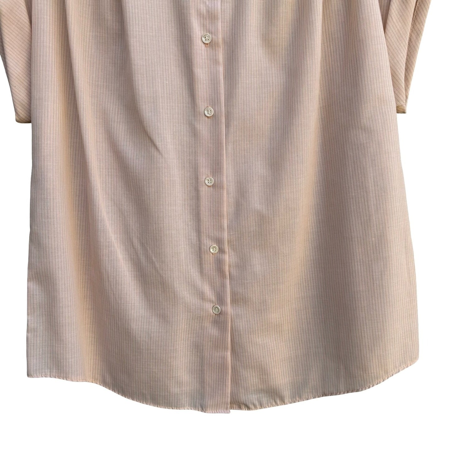Russ Toggs Vintage Peach Blue Pinstripe Short Sleeve Button Down Shirt Womens 16
