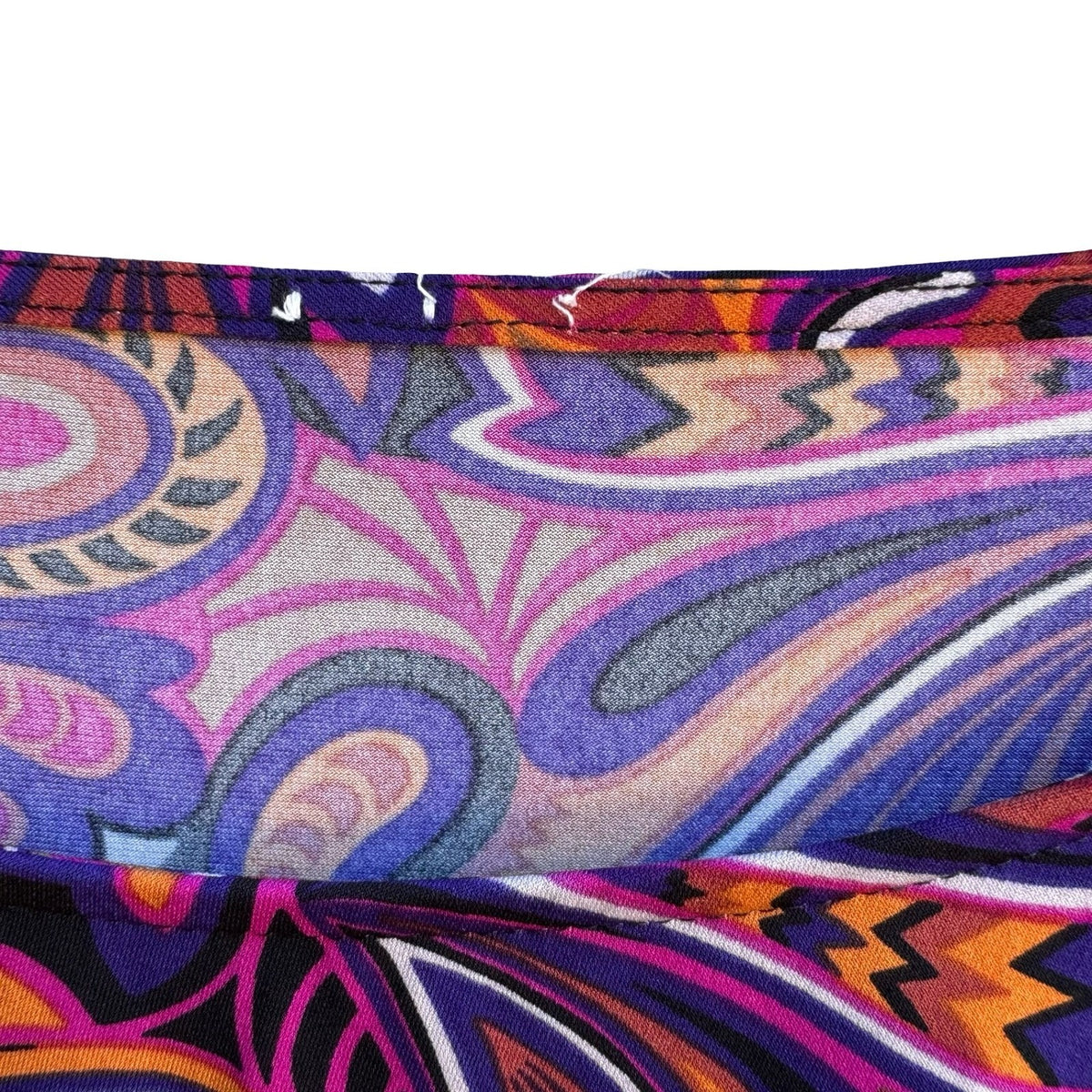 Kasper Boho Psychedelic Mod Careerwear Side Drape Paisley Sleeveless Blouse M