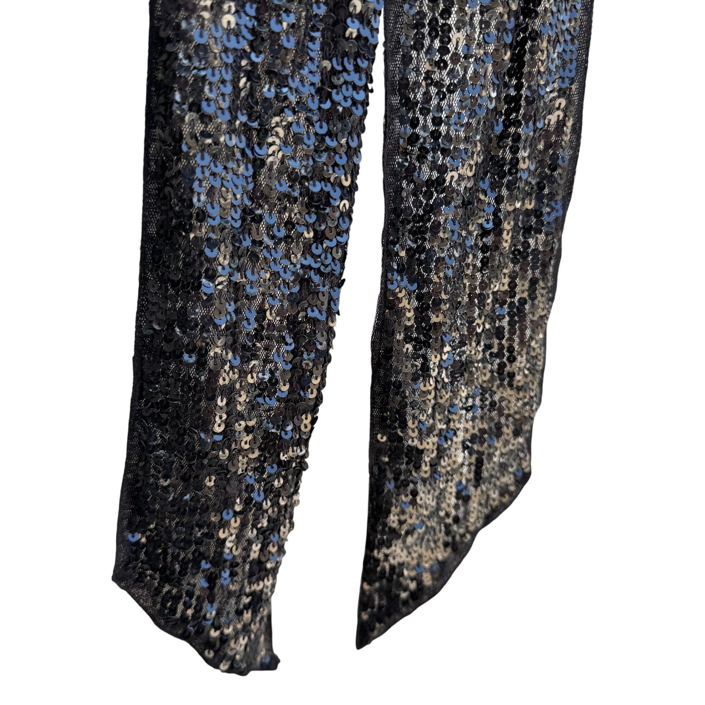 Valerie Stevens Vintage Womens Black Glam Party Sequin Mesh Scarf Wrap Belt Tie