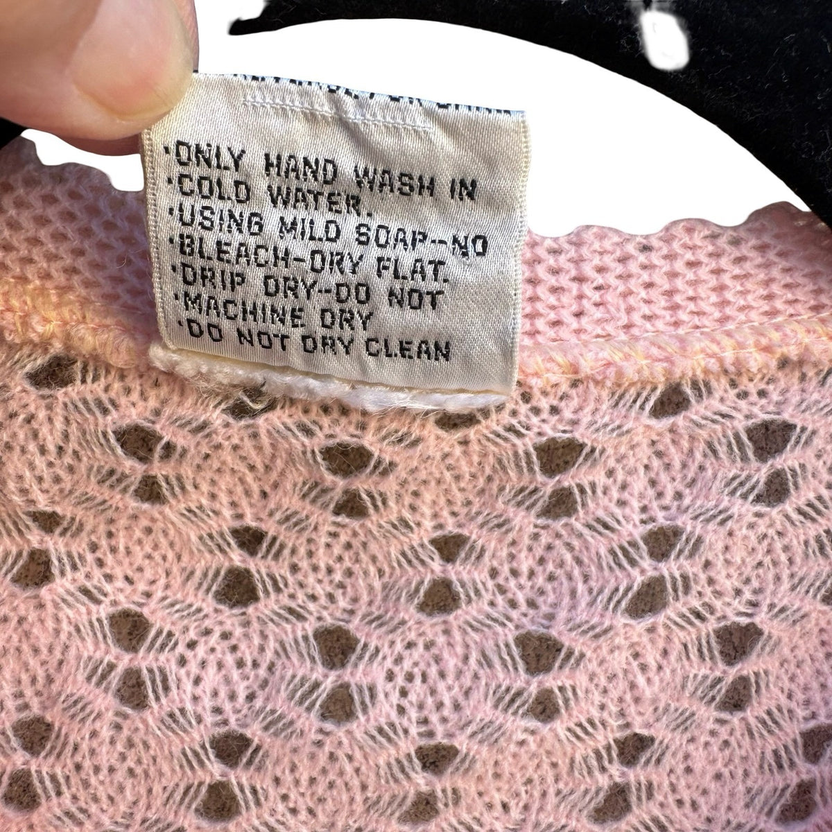 Gemini Vintage 70s 80s Coquette Pointelle Scalloped Knit Cardigan Pastel Pink L