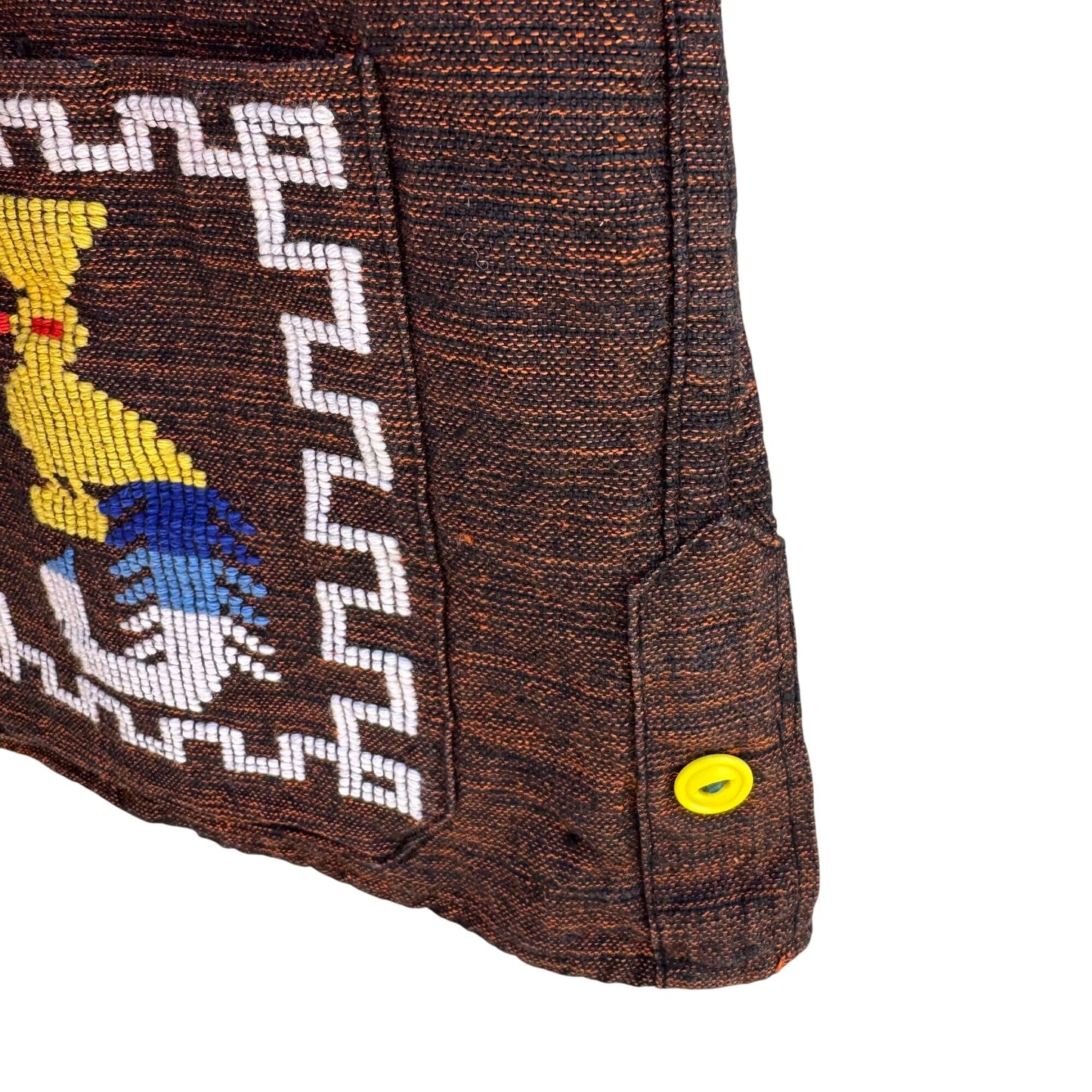 Vintage Womens Handwoven Brown Colorful Aztec Guatamalan Embroidered Jacket XL