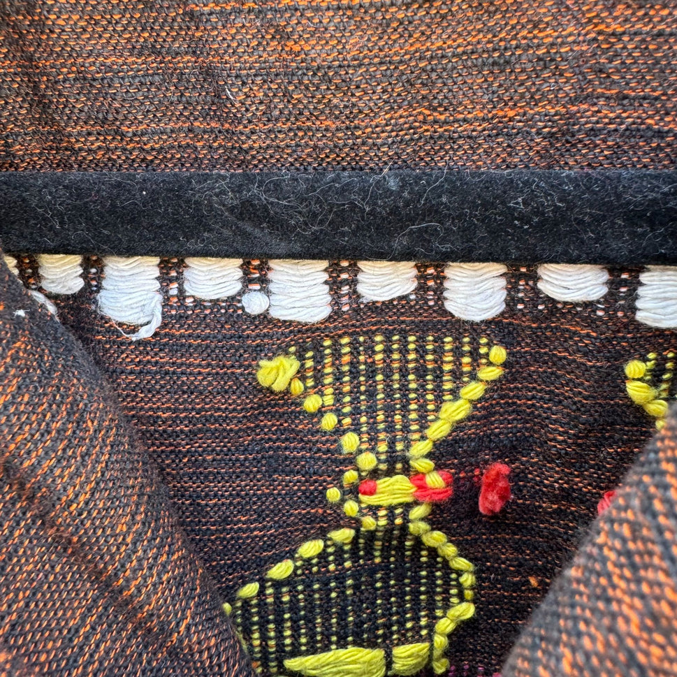 Vintage Womens Handwoven Brown Colorful Aztec Guatamalan Embroidered Jacket XL