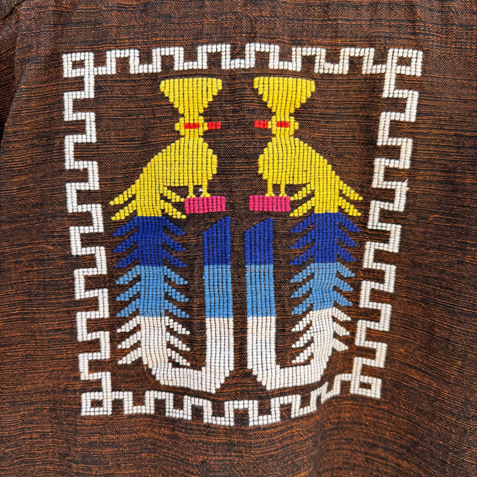 Vintage Womens Handwoven Brown Colorful Aztec Guatamalan Embroidered Jacket XL