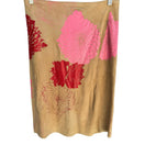 Switch DKNY Y2K Boho Suede Leather Midi Skirt Painted Floral Graphic Artsy Tan Womens 4 3 image