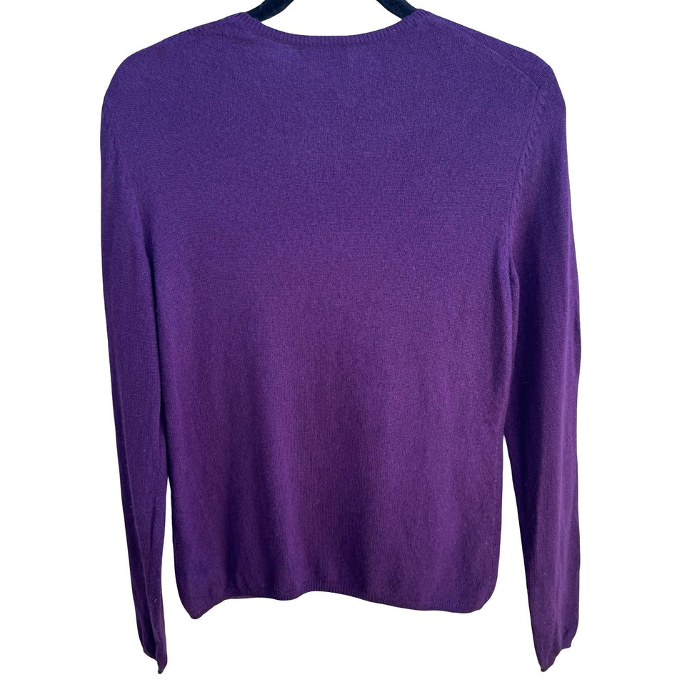 Charter Club 2 Ply 100% Cashmere Quiet Luxury Minimalist Preppy Sweater Purple M