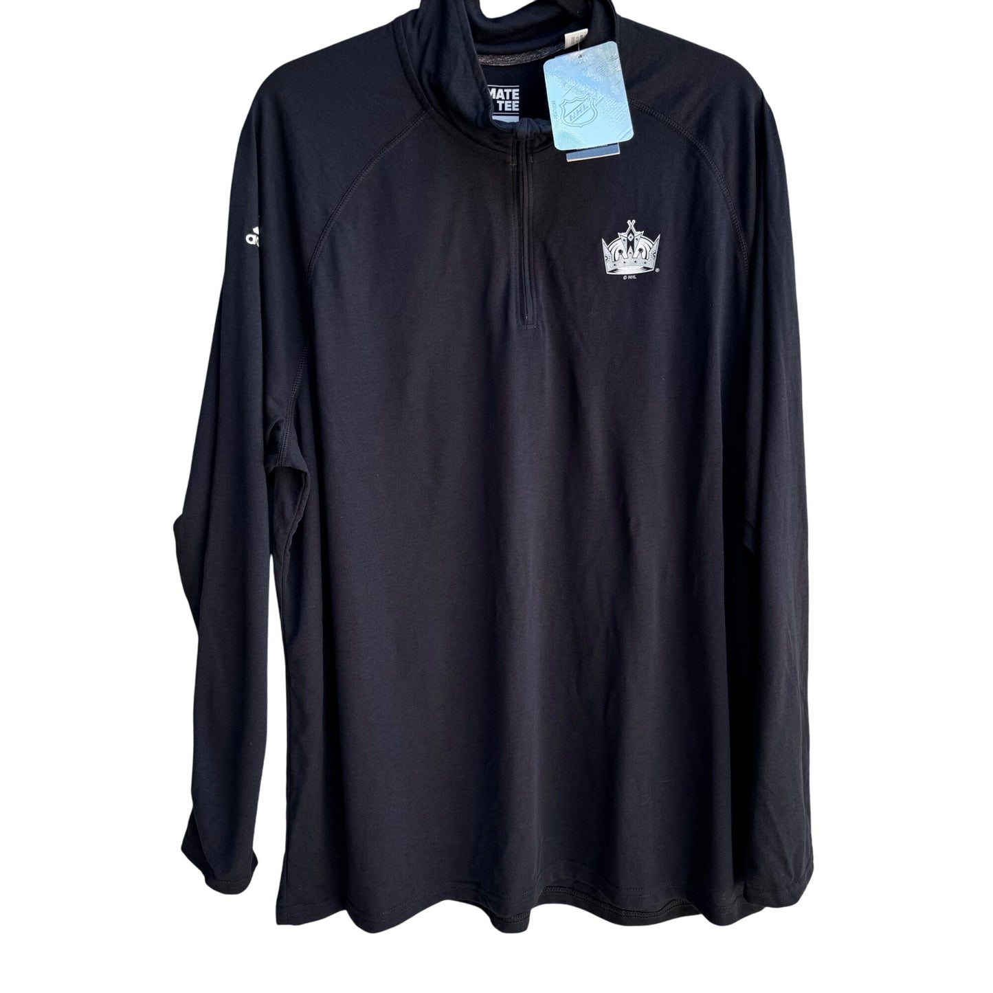 Adidas NHL Los Angeles Kings Hockey Mens Ultimate Tee Black Half-Zip Pullover 2XL
