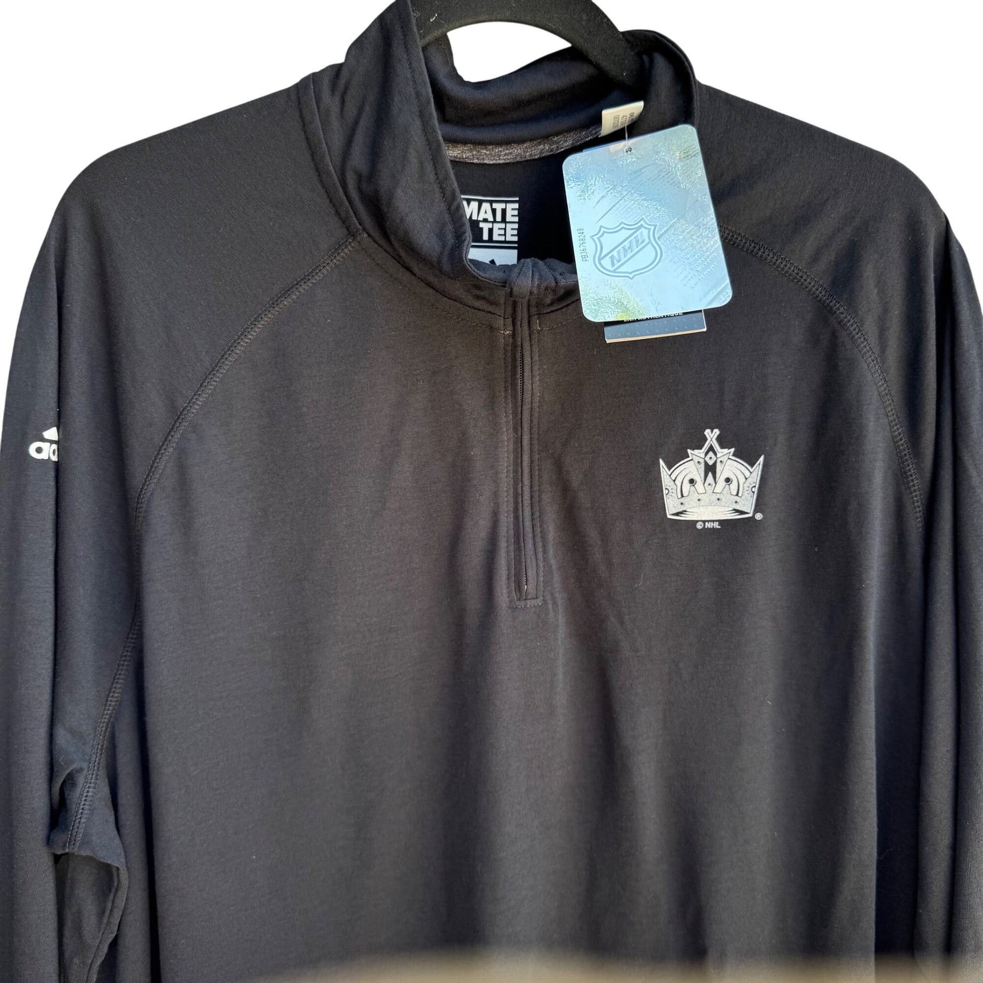 Adidas NHL Los Angeles Kings Hockey Mens Ultimate Tee Black Half-Zip Pullover 2XL