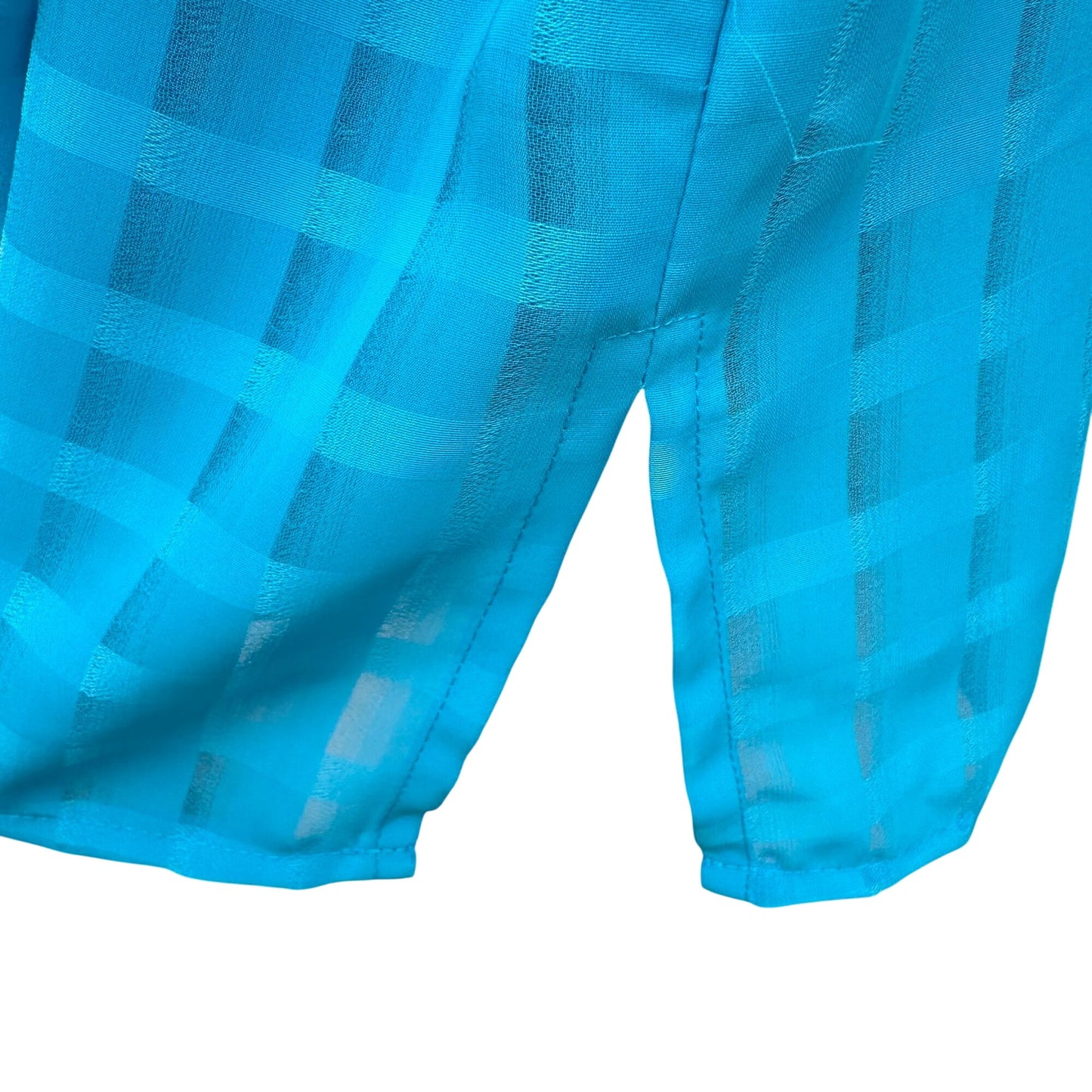 Liz Baker Womens Preppy Windowpane Semi Sheer Turquoise Blouse & Tank Set 16