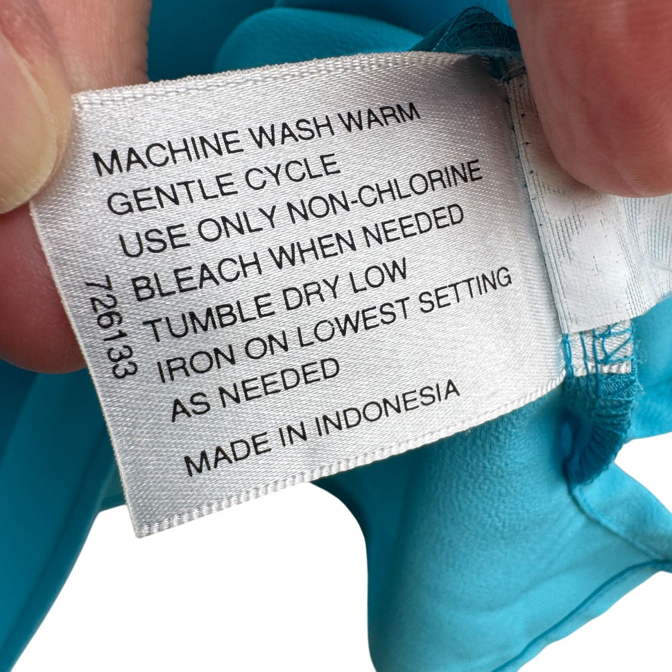 Liz Baker Womens Preppy Windowpane Semi Sheer Turquoise Blouse & Tank Set 16