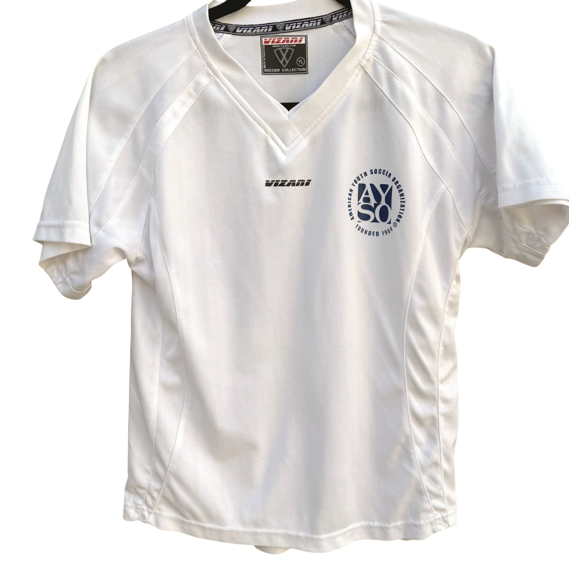 Vizari American Youth Soccer Organization AYSO White Soccer Shirt Jersey YL