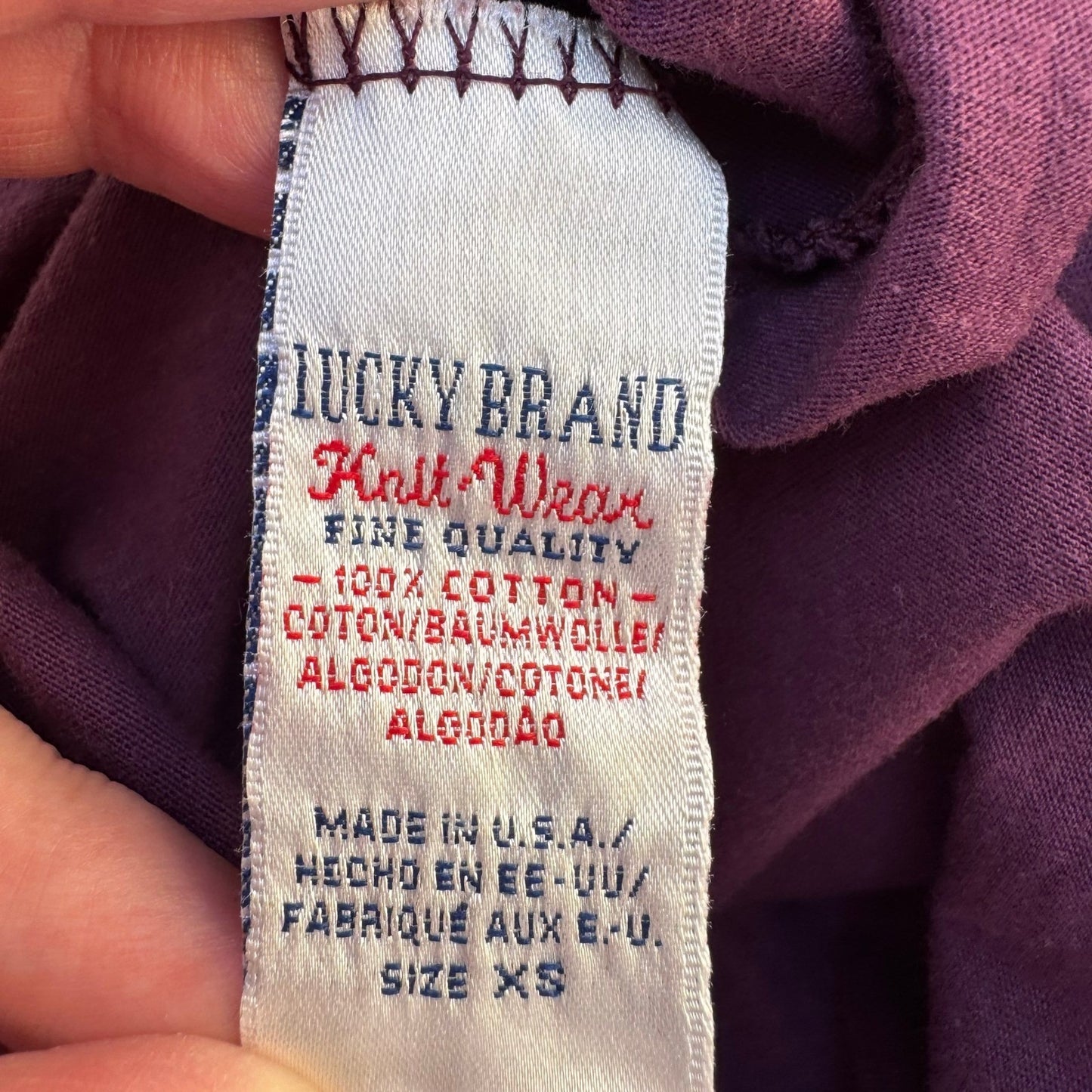 Lucky Brand Y2K Indie Hope Peace Sign Heart Graphic Babydoll T-Shirt Purple XS