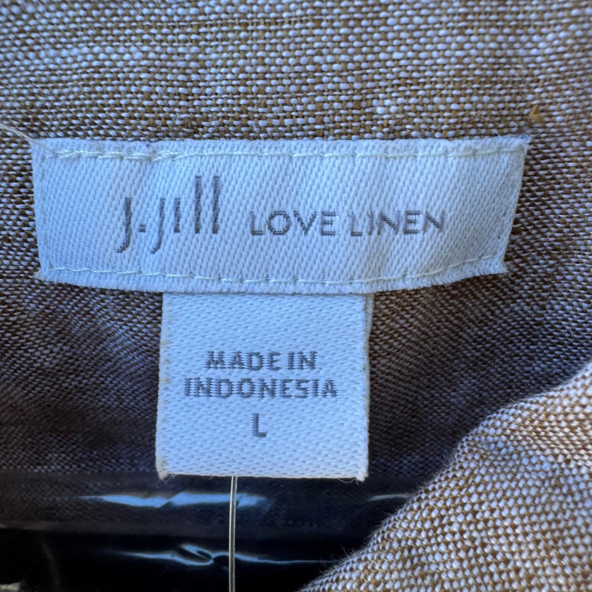 J Jill Love Linen Coastal Minimalist Lagenlook Earthy Toffee Brown Shirt L NWT