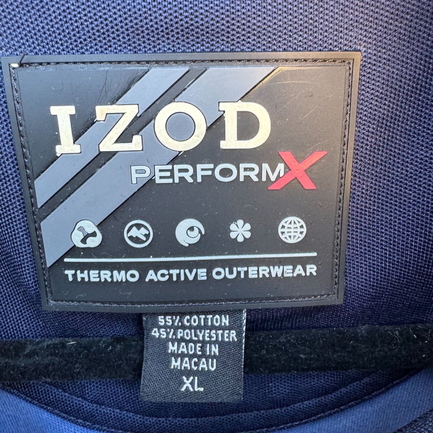 Izod PerformX Thermo Technology Mens Zip-Up Blue Gray Athletic Track Jacket XL