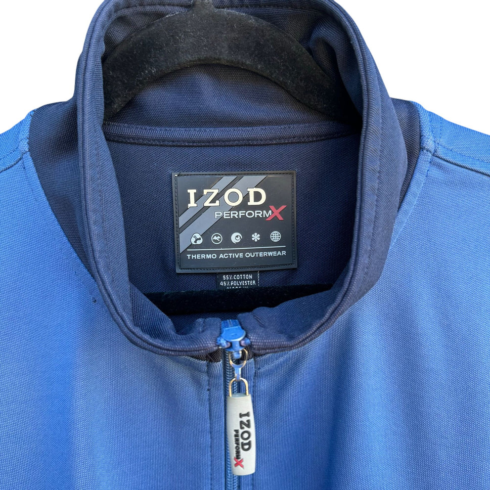 Izod PerformX Thermo Technology Mens Zip-Up Blue Gray Athletic Track Jacket XL