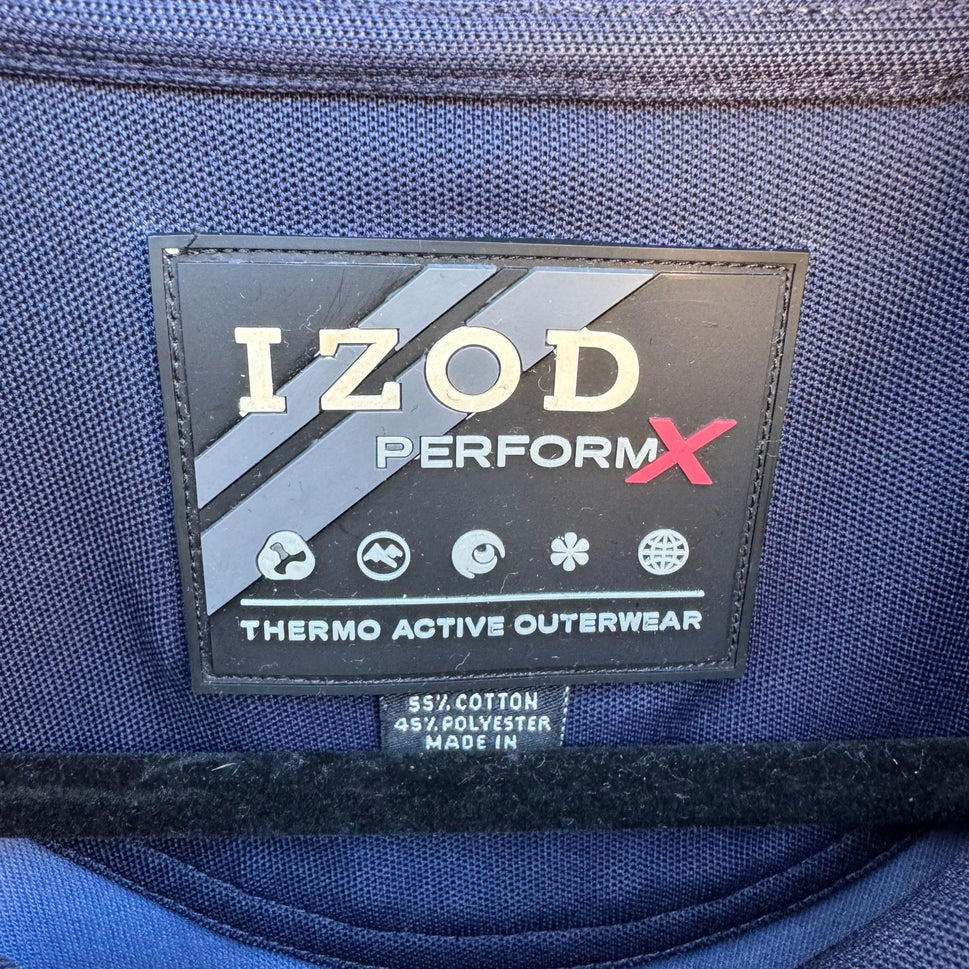 Izod PerformX Thermo Technology Mens Zip-Up Blue Gray Athletic Track Jacket XL