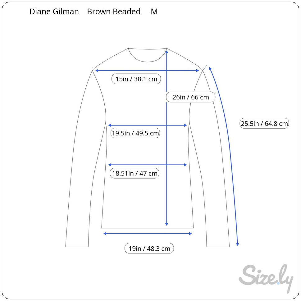DG2 Diane Gilman Brown Long Sleeve Wooden Bead Embellishment Scoop Neck Top M
