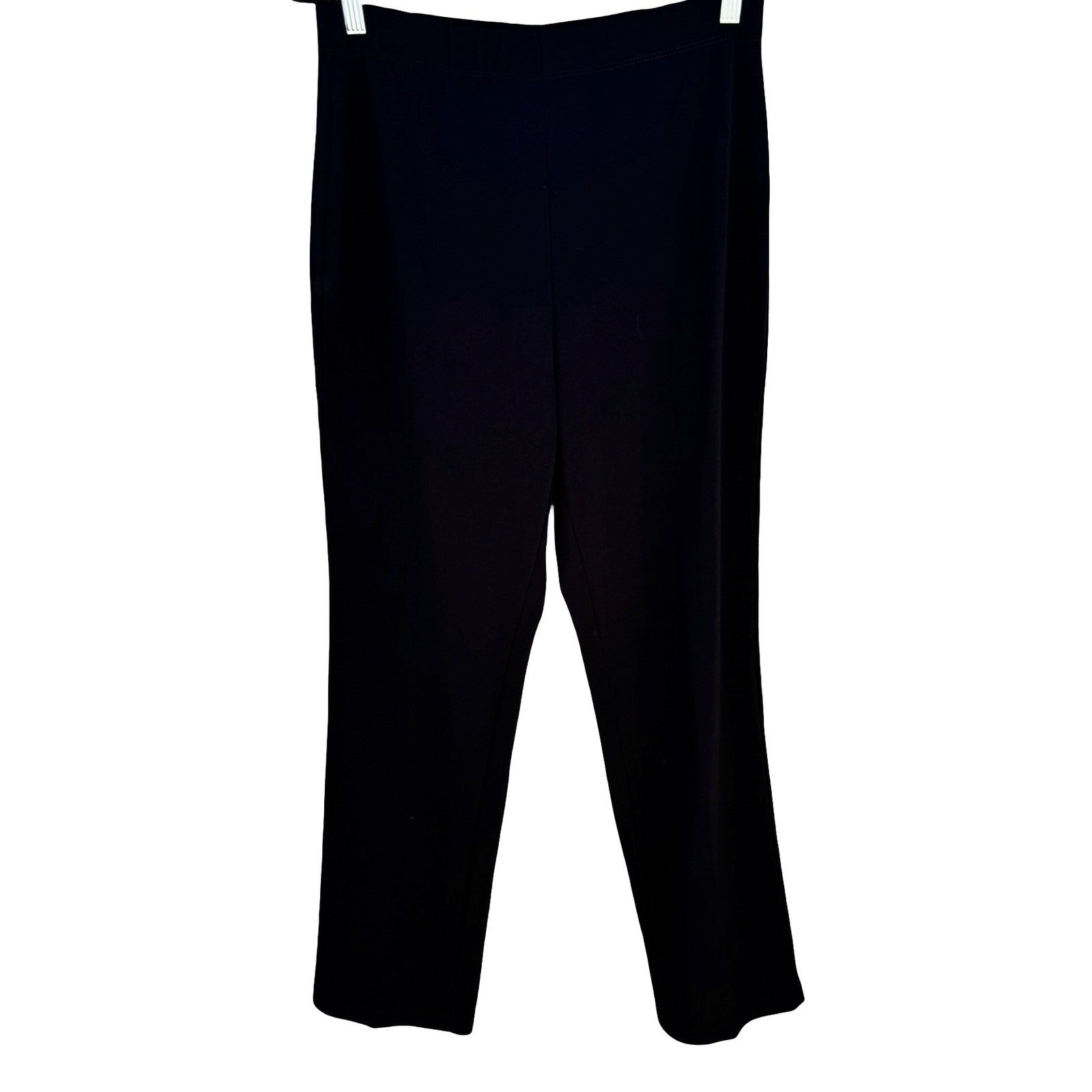 Susan Graver Liquid Knit Black Pull On Straight Leg Pants Womens M Minimalist