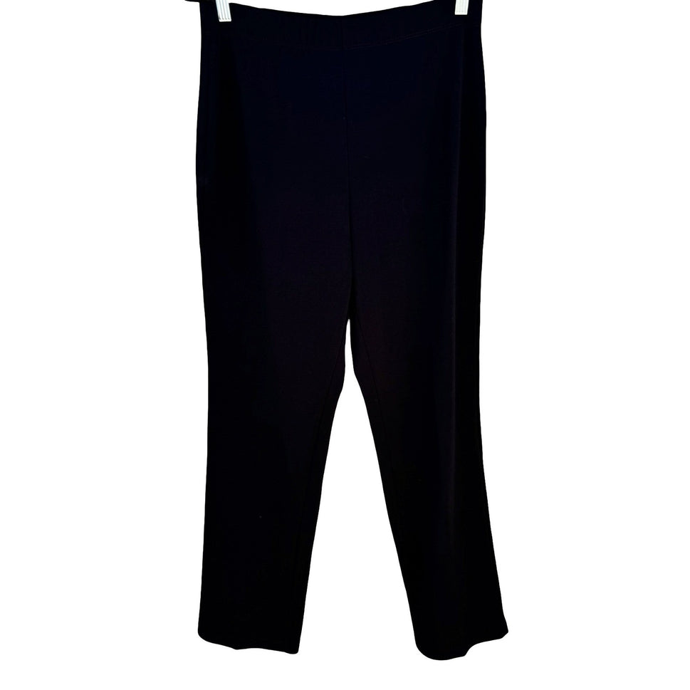 Susan Graver Liquid Knit Black Pull On Straight Leg Pants Womens M Minimalist