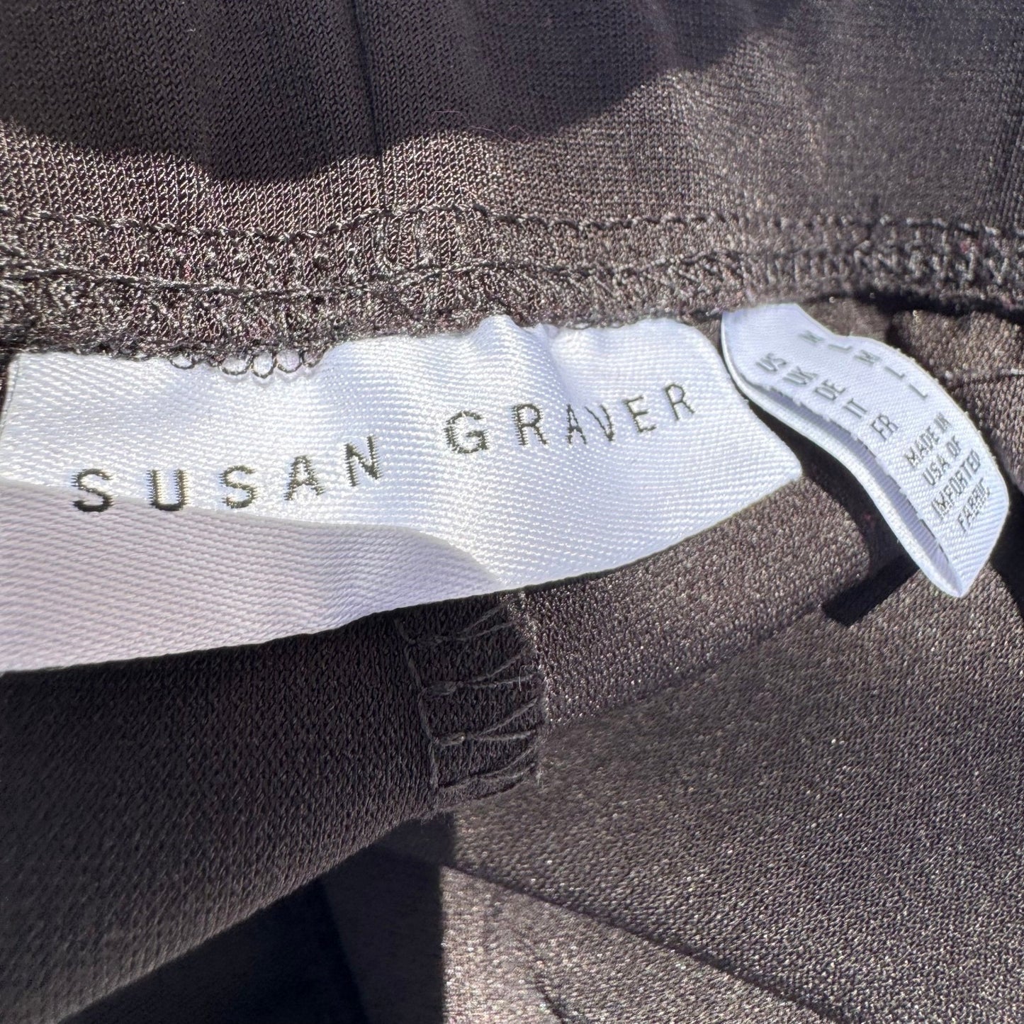 Susan Graver Liquid Knit Black Pull On Straight Leg Pants Womens M Minimalist