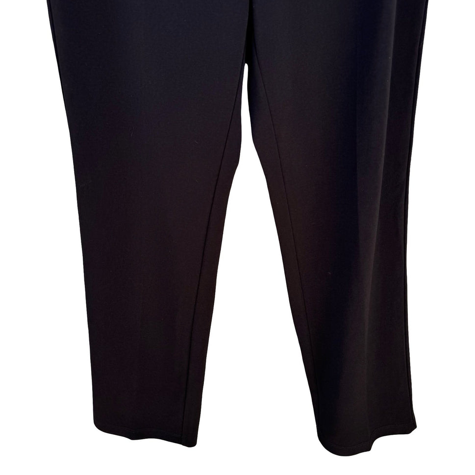 Susan Graver Liquid Knit Black Pull On Straight Leg Pants Womens M Minimalist