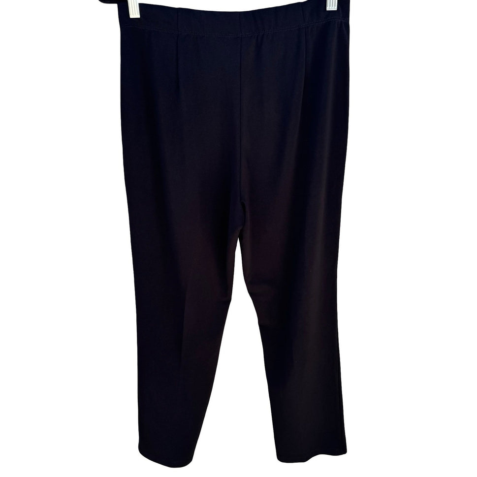 Susan Graver Liquid Knit Black Pull On Straight Leg Pants Womens M Minimalist