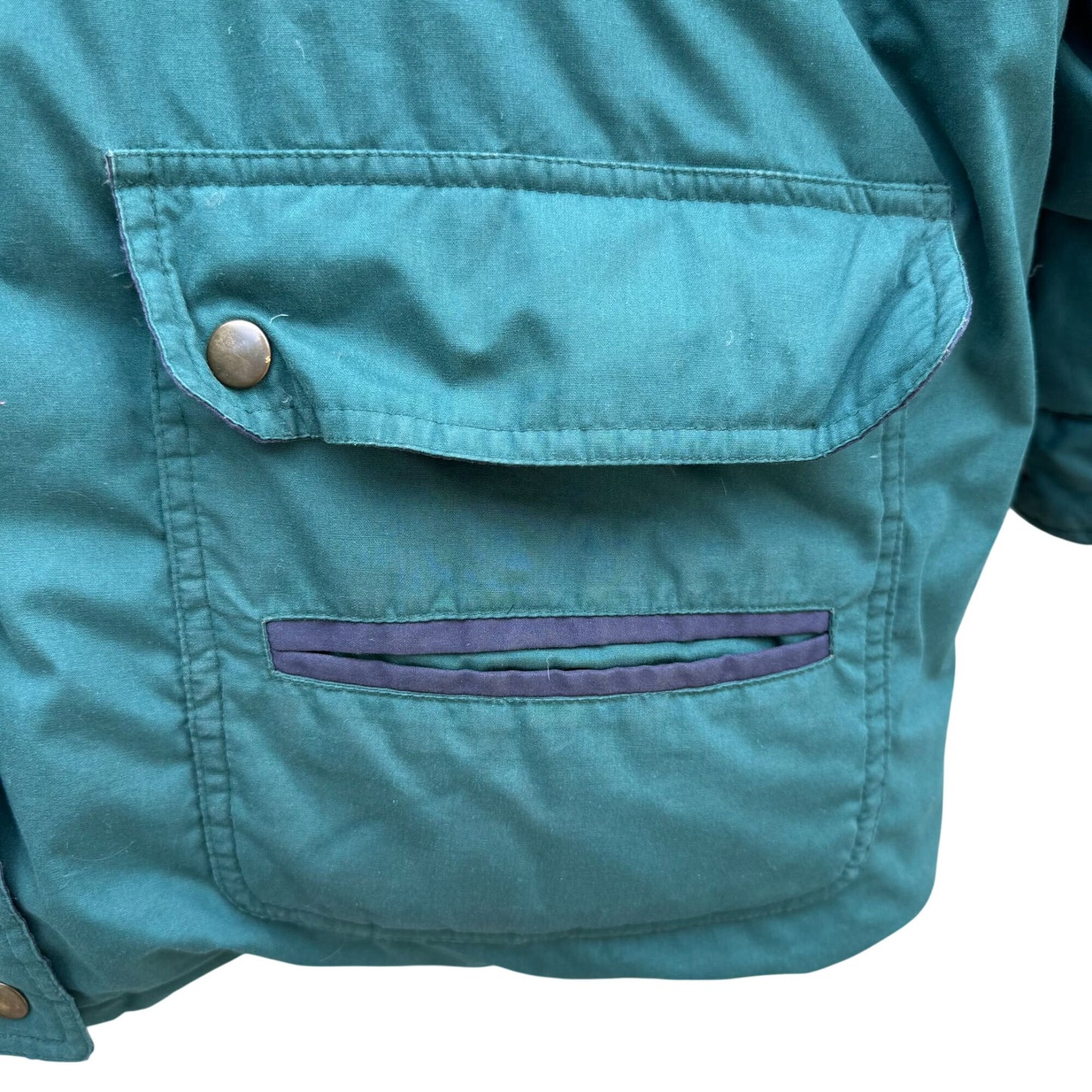 Braefair Vintage Green Navy Hooded Down Fill Puffer Jacket Parka Winter Coat 2X