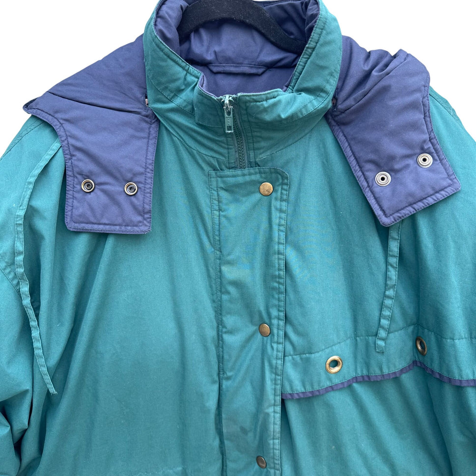 Braefair Vintage Green Navy Hooded Down Fill Puffer Jacket Parka Winter Coat 2X