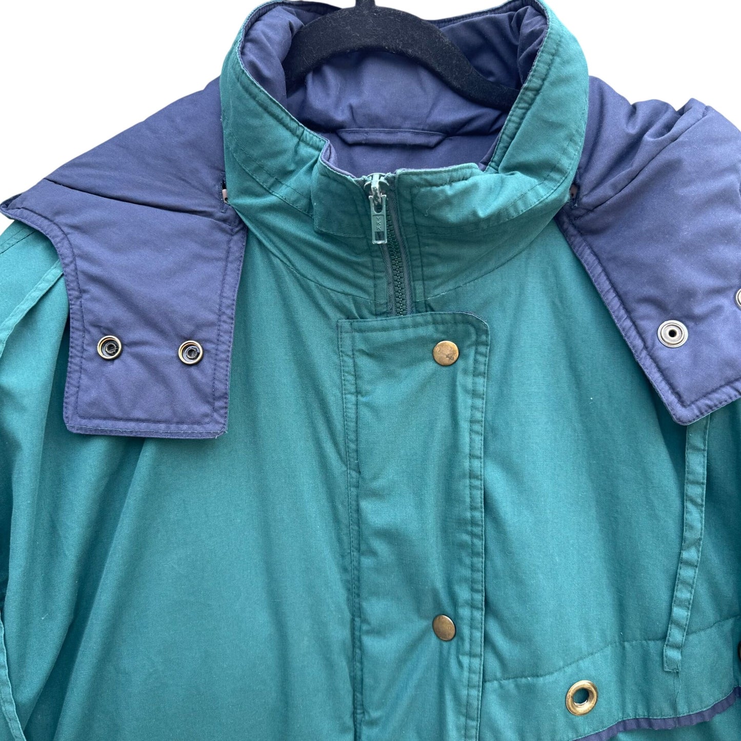 Braefair Vintage Green Navy Hooded Down Fill Puffer Jacket Parka Winter Coat 2X