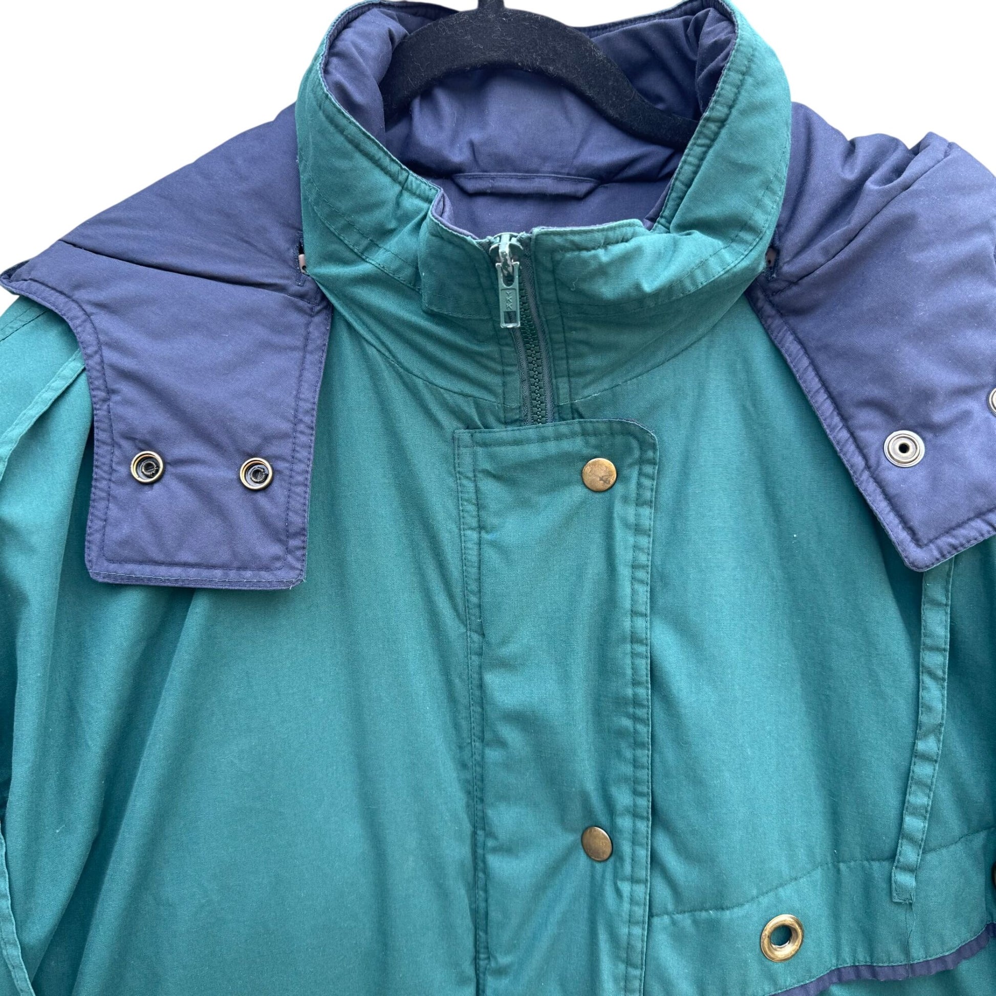 Braefair Vintage Green Navy Hooded Down Fill Puffer Jacket Parka Winter Coat 2X