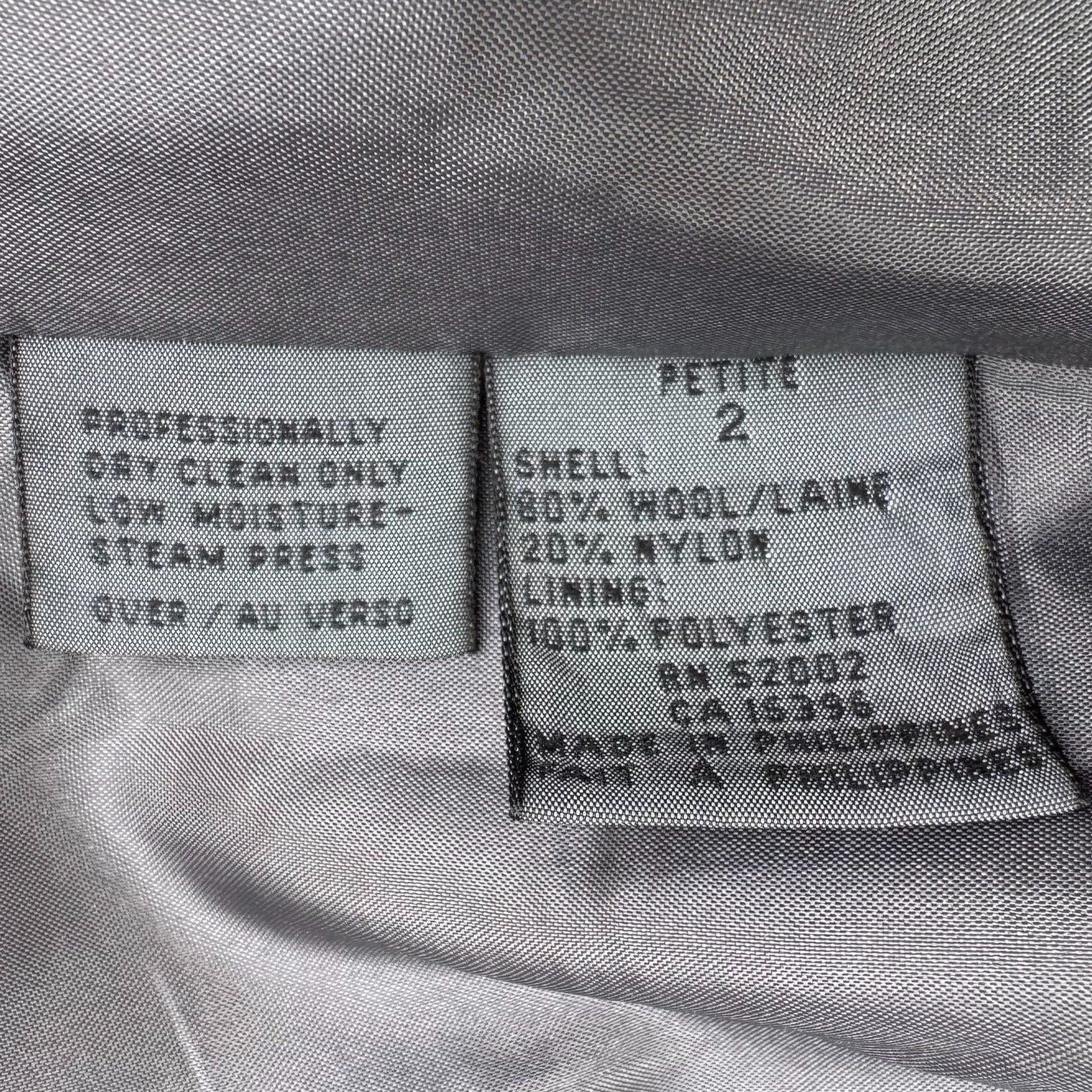 Liz Wear Vintage Womens Paisley Wool Blend Gray Blue Preppy Blazer Jacket 2P