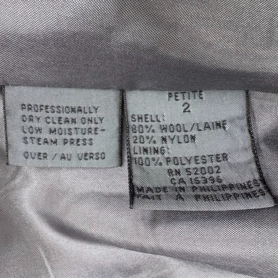 Liz Wear Vintage Womens Paisley Wool Blend Gray Blue Preppy Blazer Jacket 2P