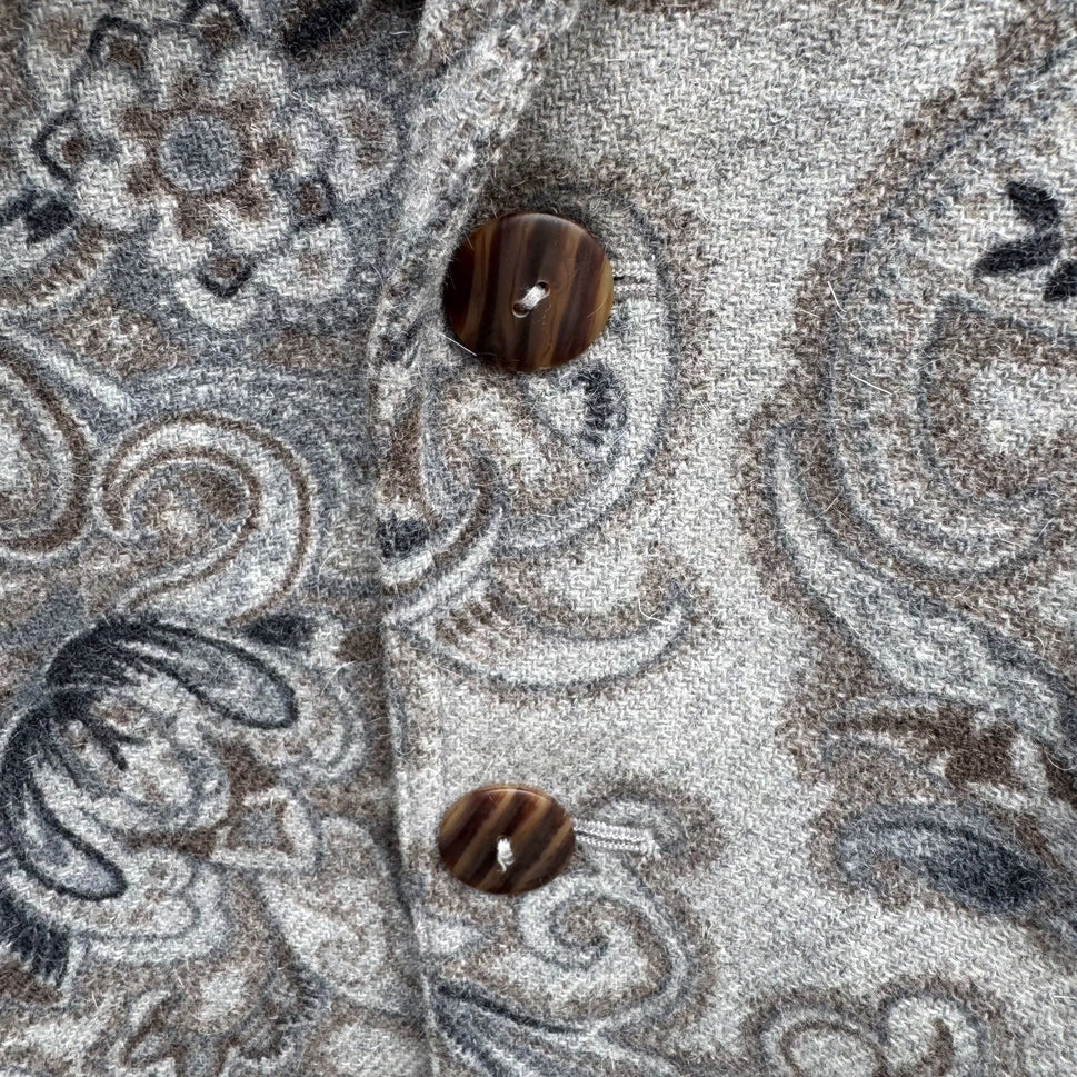 Liz Wear Vintage Womens Paisley Wool Blend Gray Blue Preppy Blazer Jacket 2P