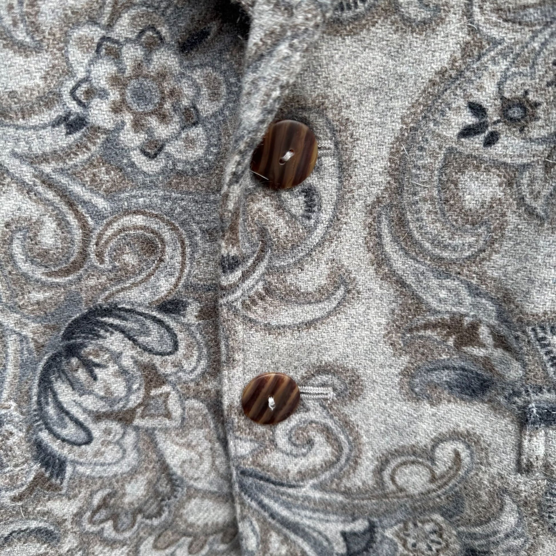 Liz Wear Vintage Womens Paisley Wool Blend Gray Blue Preppy Blazer Jacket 2P