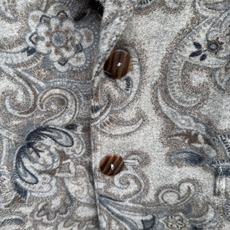 Liz Wear Vintage Womens Paisley Wool Blend Gray Blue Preppy Blazer Jacket 2P