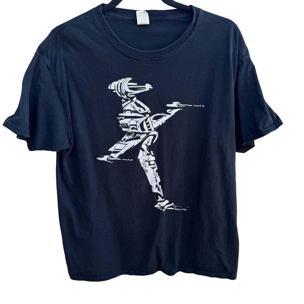 Fruit of the Loom Cyberpunk Techwear Graphic T-Shirt Sci-Fi Space Ship Mens L