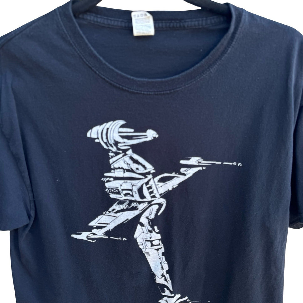 Fruit of the Loom Cyberpunk Techwear Graphic T-Shirt Sci-Fi Space Ship Mens L