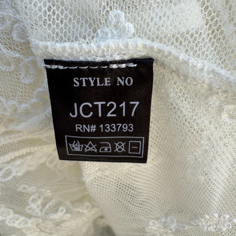 Pol Boho White Lace Sheer Floral Embroidery 3/4 Sleeves V-Neck Midi Coverup Dress