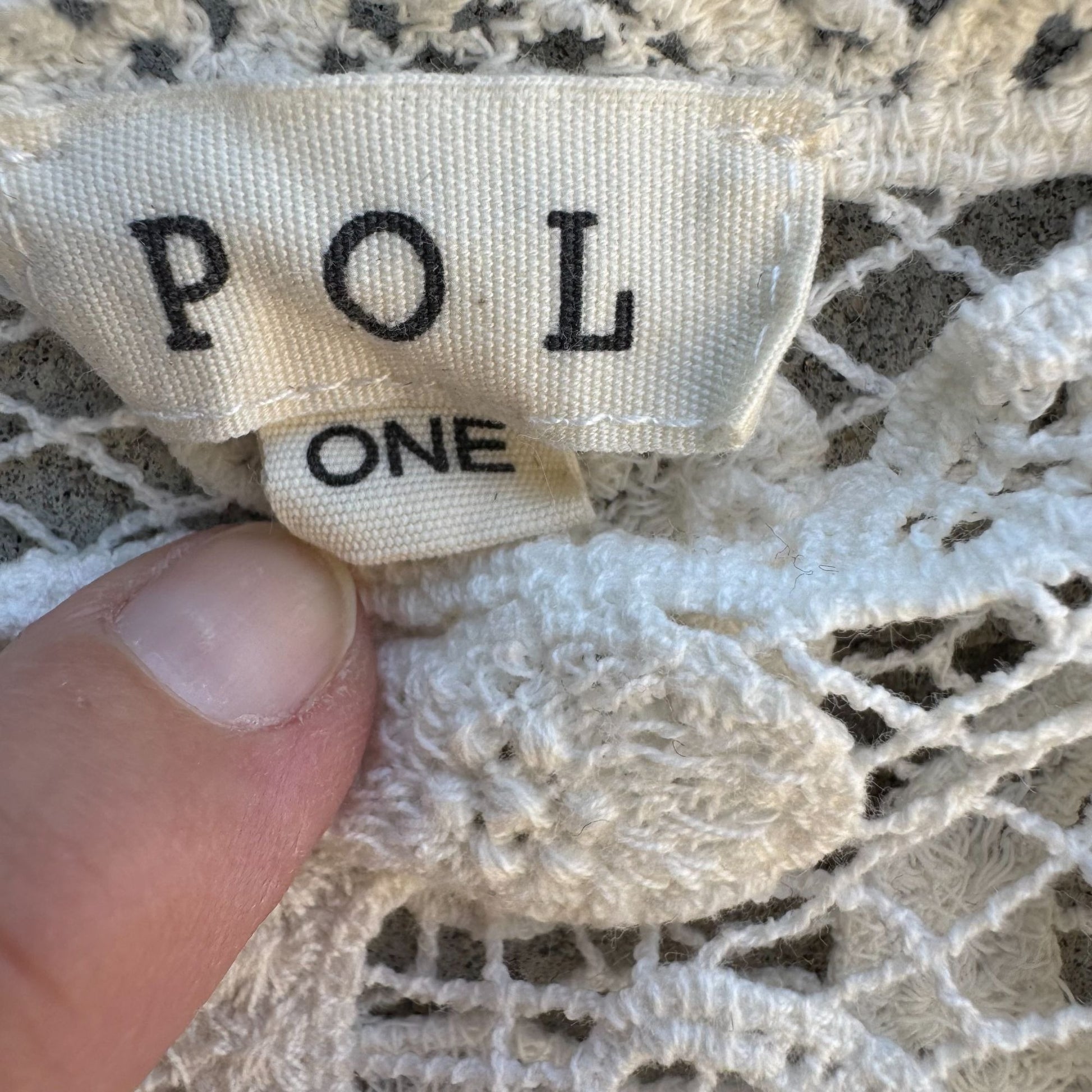 Pol Boho White Lace Sheer Floral Embroidery 3/4 Sleeves V-Neck Midi Coverup Dress