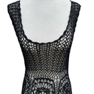 Switch IDI Boho Festival Beachwear Coverup Hand Crochet Fringe Top Floral Open Knit L 3 image