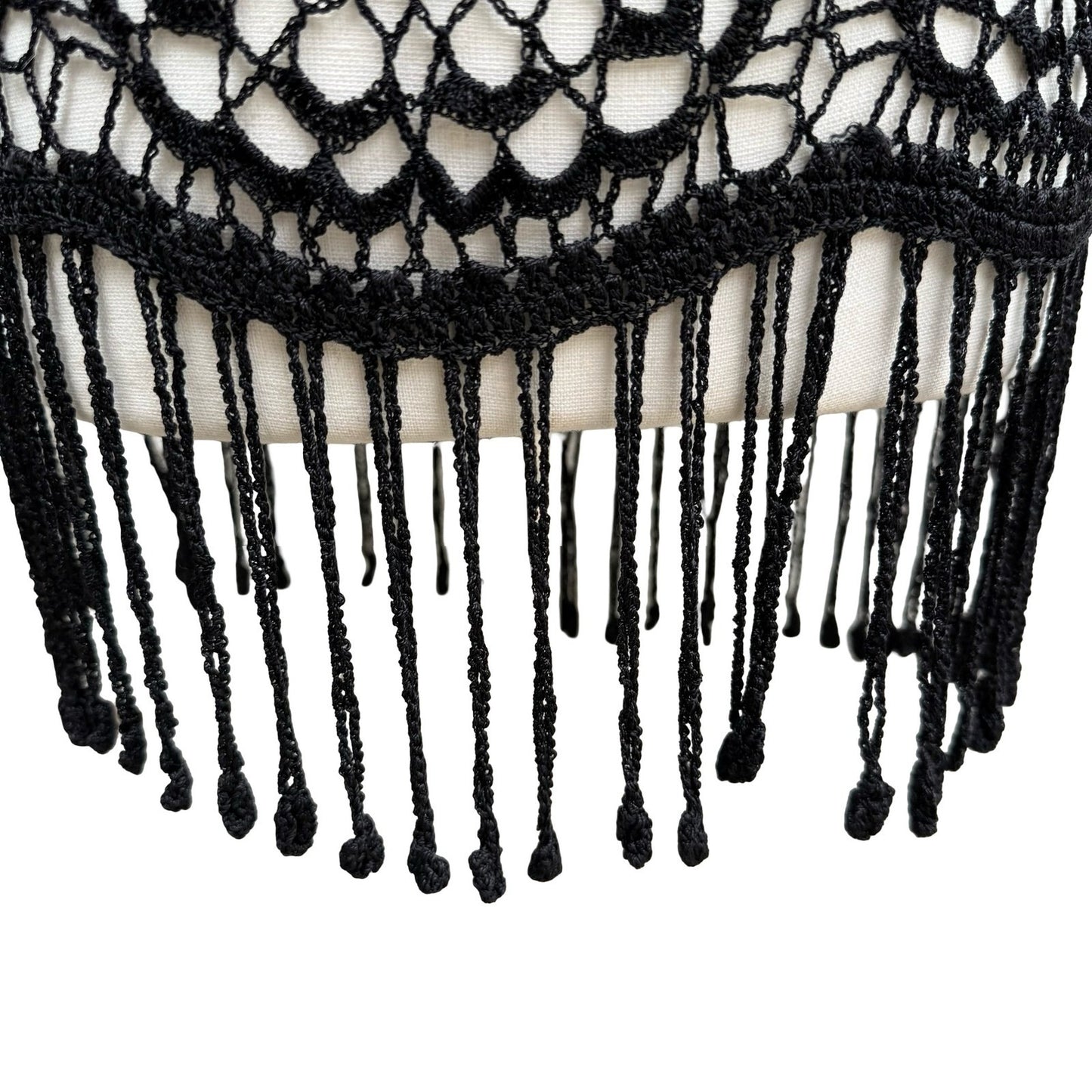 IDI Boho Festival Beachwear Coverup Hand Crochet Fringe Top Floral Open Knit L