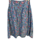 Switch Lizwear Vintage Floral Cotton Denim Midi Prairie Skirt Blue Pleated Womens 4P 3 image