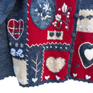 Switch Heirloom Collectibles Patchwork Heart Design Knit Buttons Granny Sweater New S 2 image