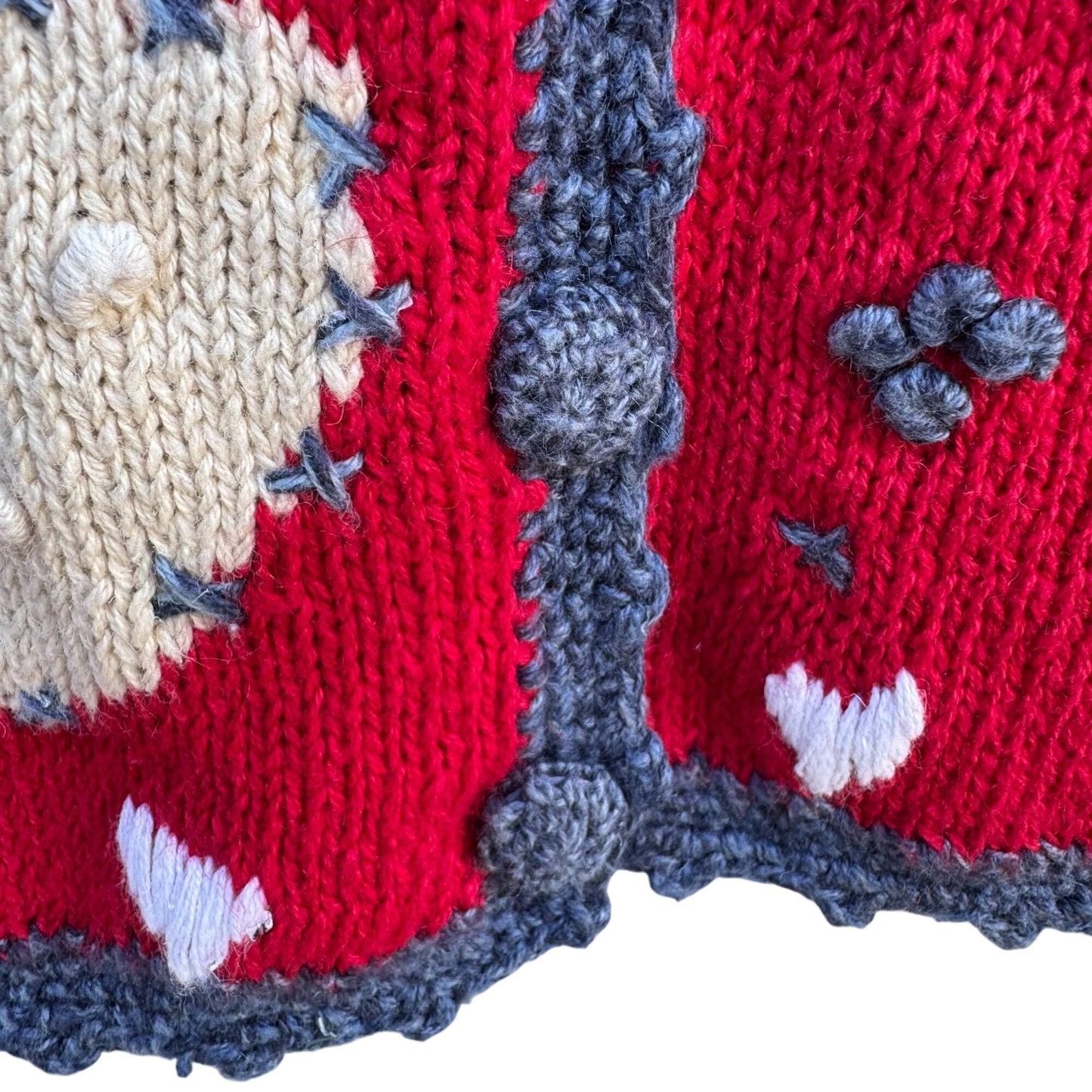 Heirloom Collectibles Patchwork Heart Design Knit Buttons Granny Sweater New S