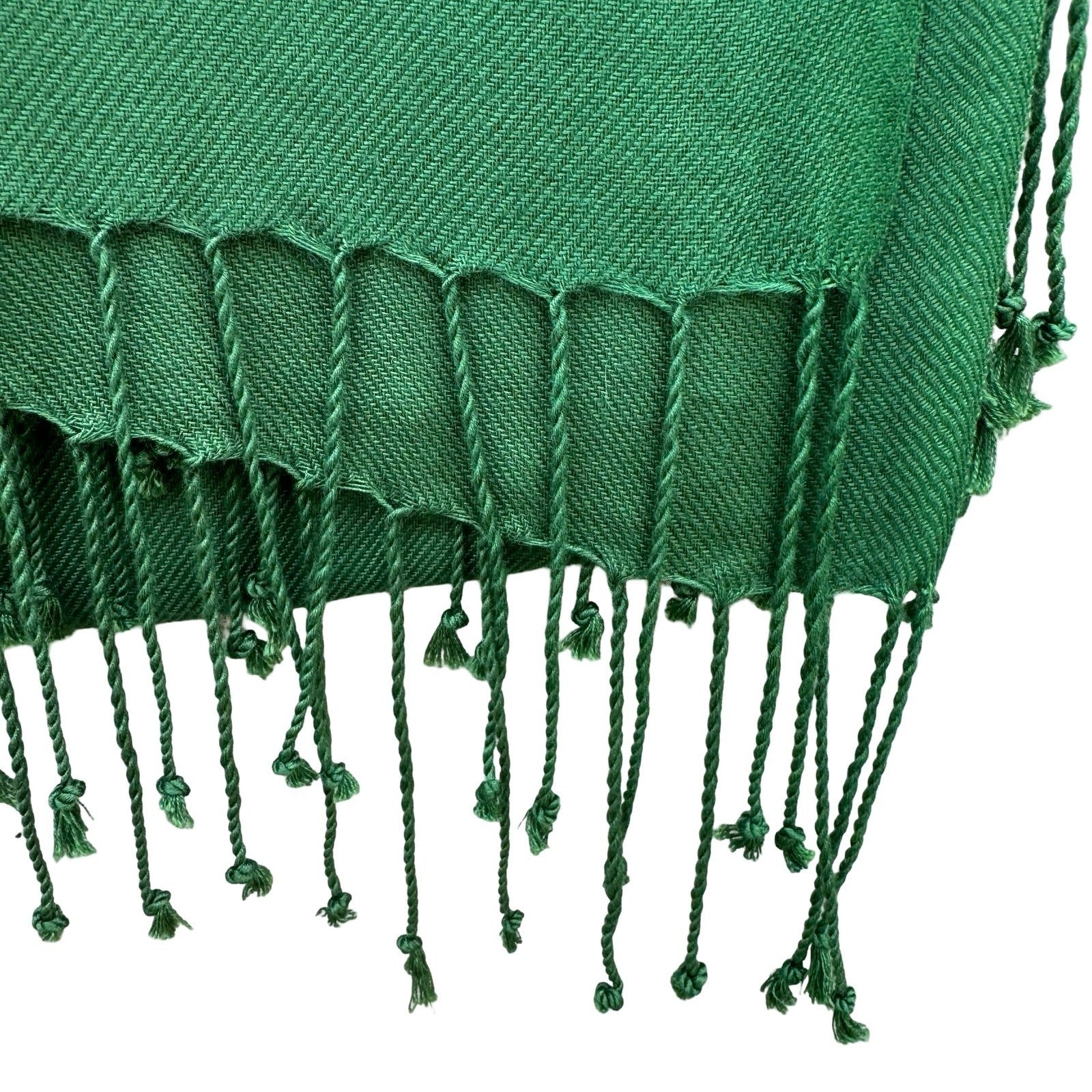 Krishma Emerald Green Pashmina Shawl Wrap 100% Viscose Fringe Tassel Layering