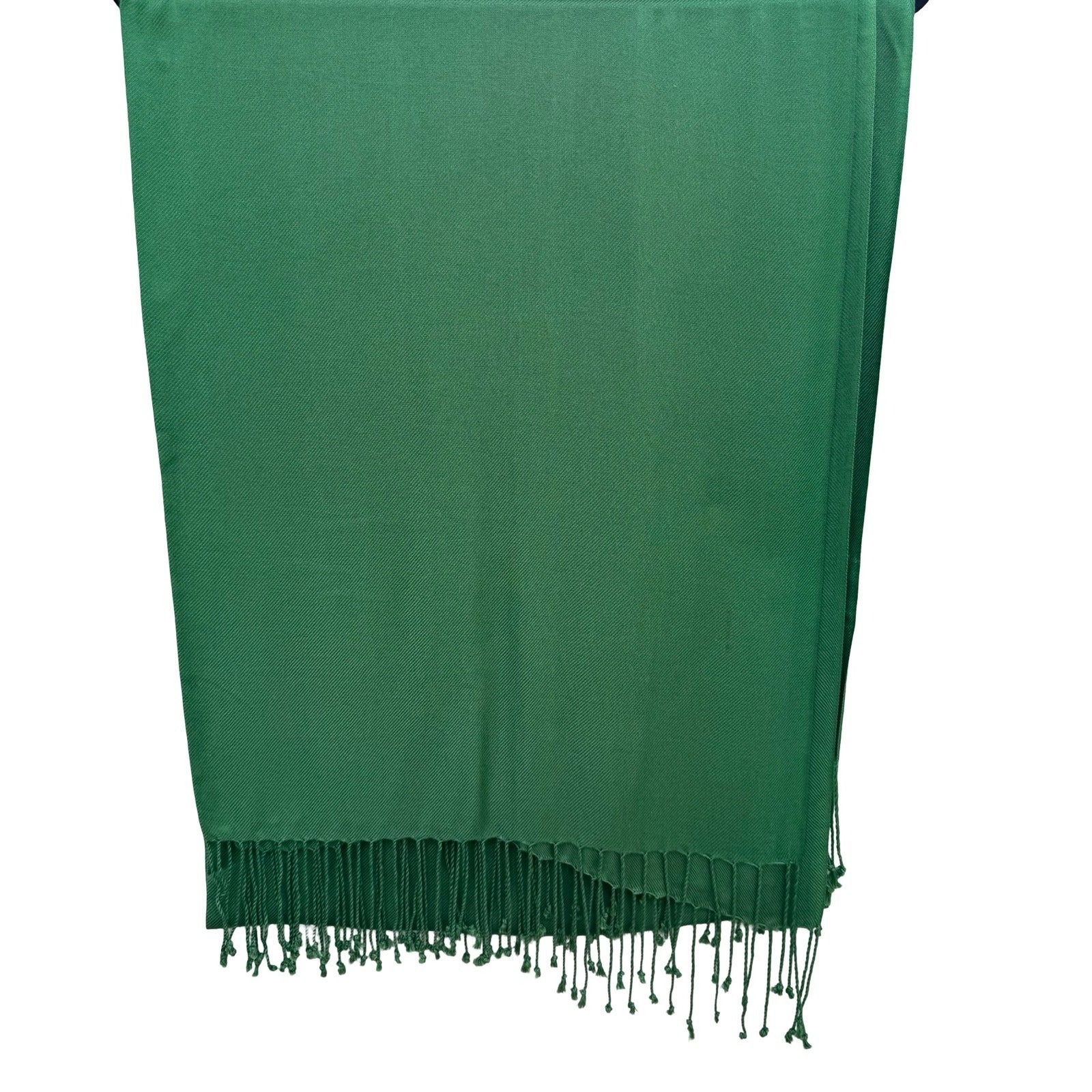 Krishma Emerald Green Pashmina Shawl Wrap 100% Viscose Fringe Tassel Layering