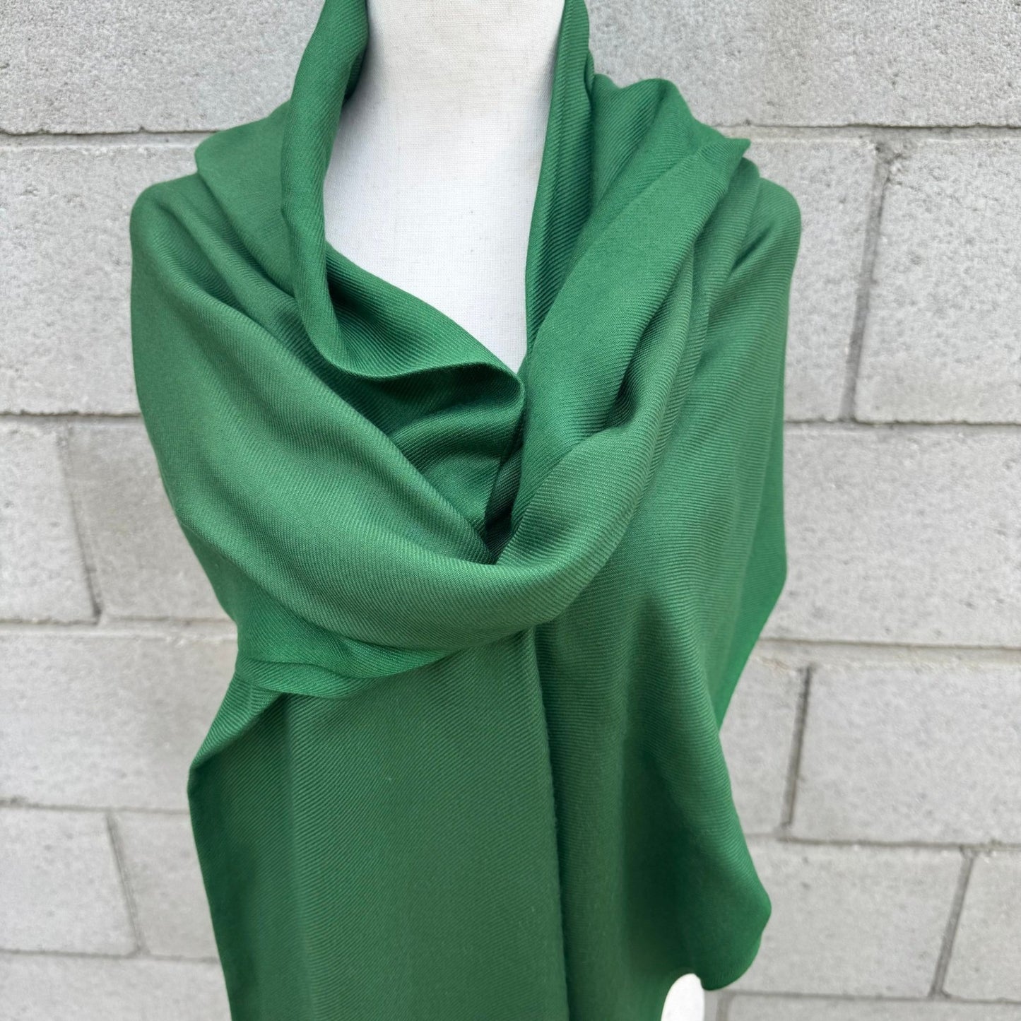 Krishma Emerald Green Pashmina Shawl Wrap 100% Viscose Fringe Tassel Layering